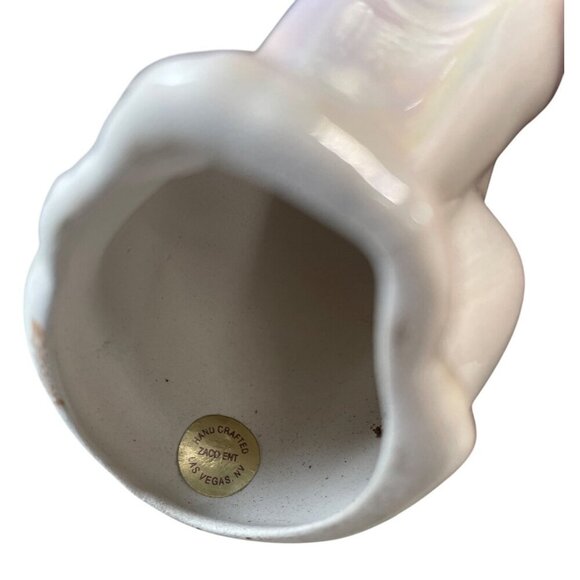 Vintage Ceramic Cat Figurine Lusterware Iridescent Finish Gold Crown Headpiece - Picture 7 of 9